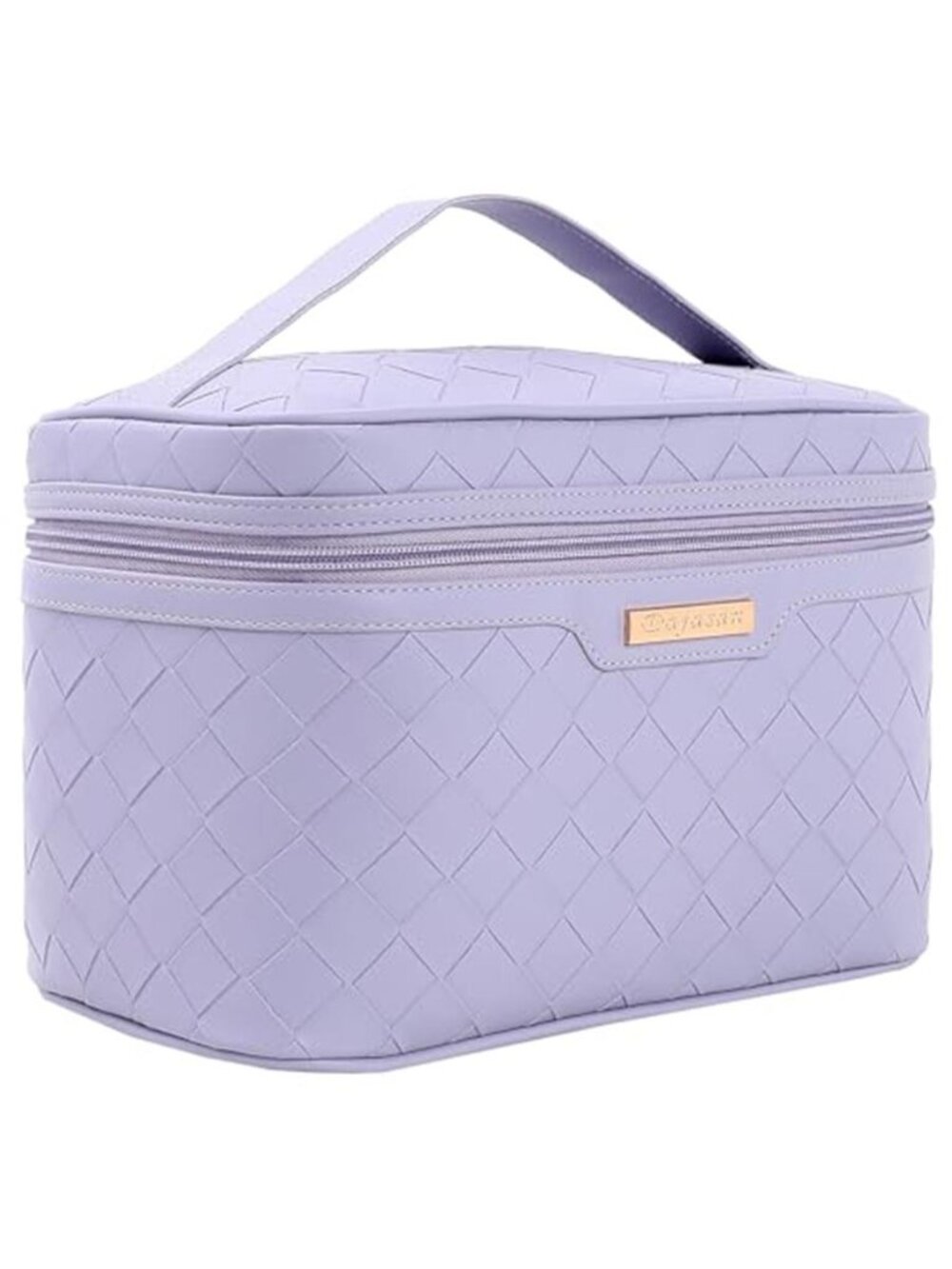 Large Purple PU Leather Makeup Bag Travel Cosmetic Organizer Toiletry Case